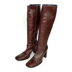 JCrew Tall Leather Heeled Boots Size 10 Brown